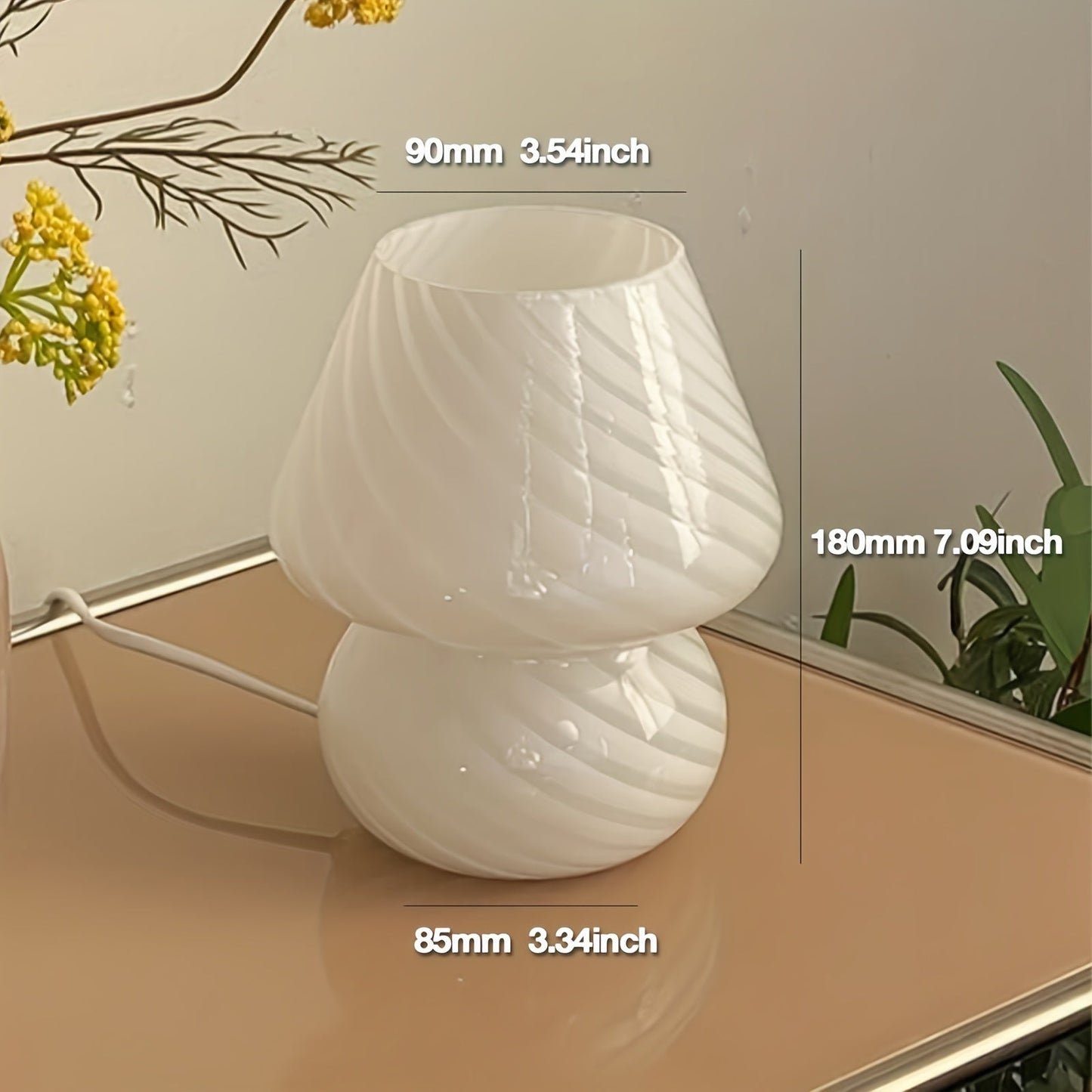 Lampada da tavolo in vetro a forma di fungo in stile Murano | Lampada da tavolo USB dimmerabile