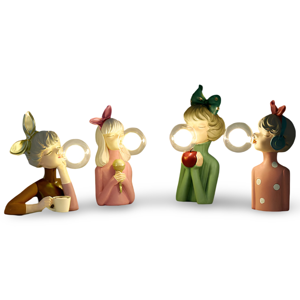 Lampada da Tavolo Incantevole a Forma di Statuetta di Ragazza Cartoon Quartetto