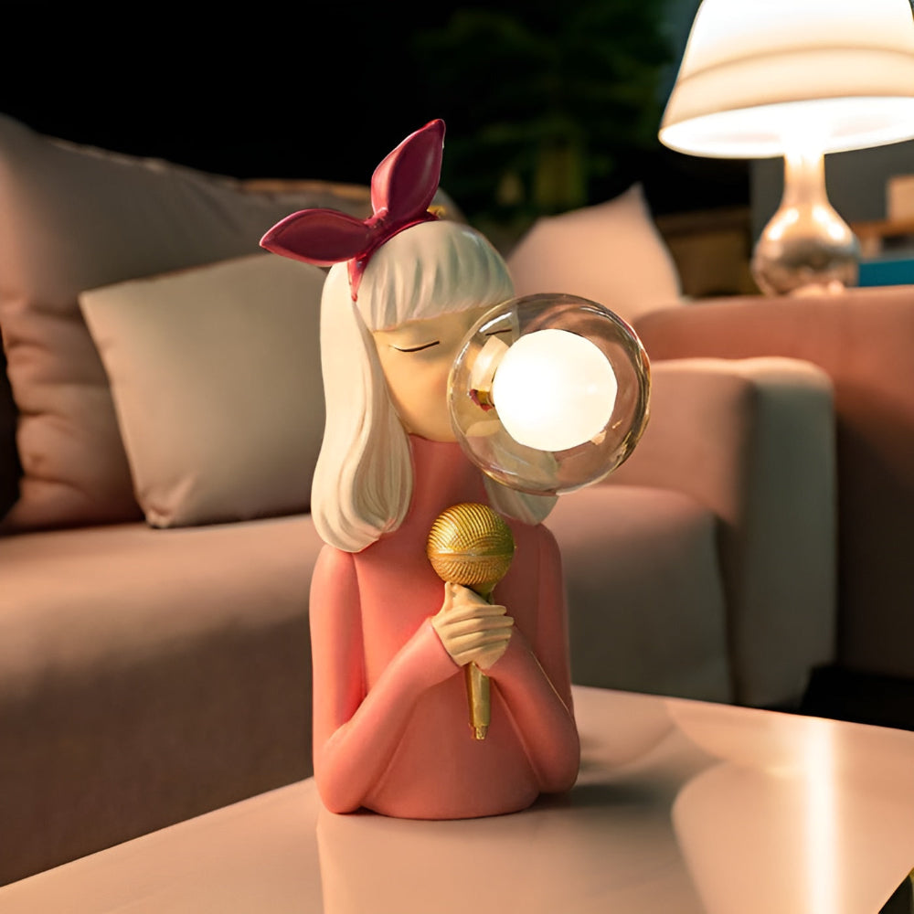 Lampada da Tavolo Incantevole a Forma di Statuetta di Ragazza Cartoon Quartetto