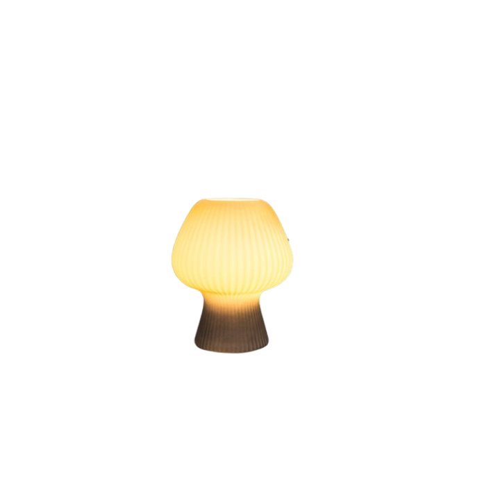 Lampada da Tavolo Vintage per Camera da Letto | Lampada a Fungo in Vetro Scanalato