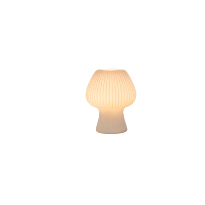 Lampada da Tavolo Vintage per Camera da Letto | Lampada a Fungo in Vetro Scanalato