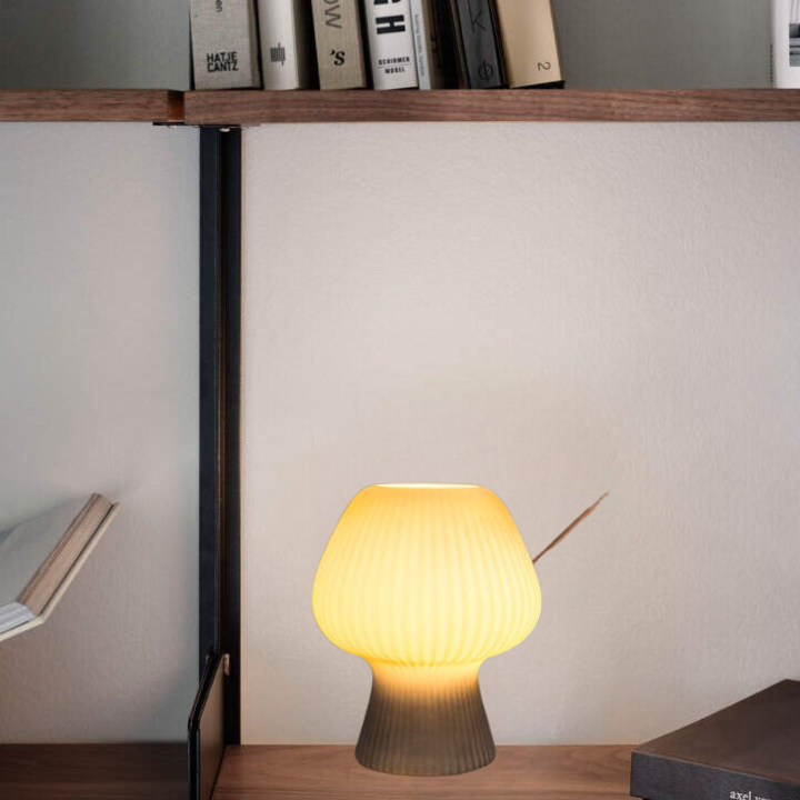 Lampada da Tavolo Vintage per Camera da Letto | Lampada a Fungo in Vetro Scanalato