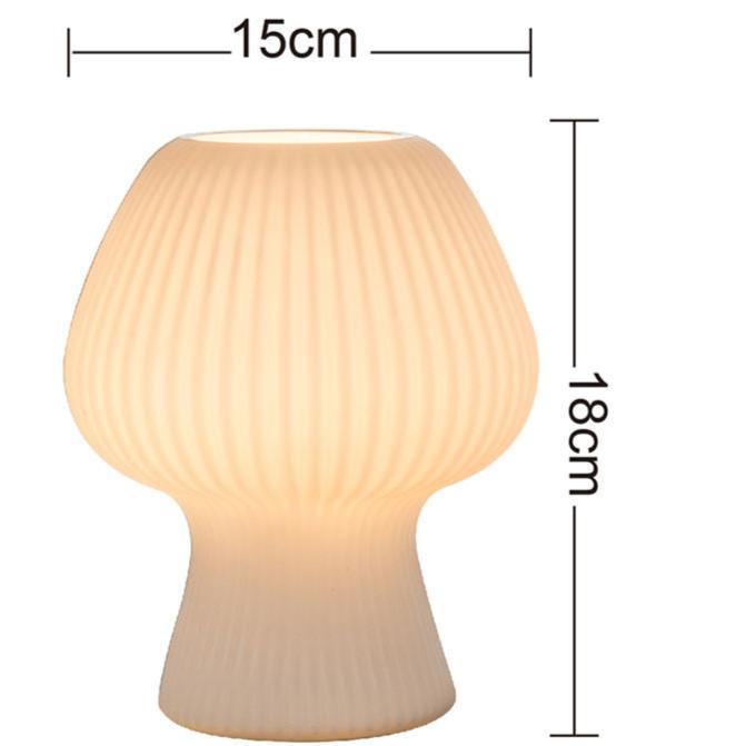 Lampada da Tavolo Vintage per Camera da Letto | Lampada a Fungo in Vetro Scanalato
