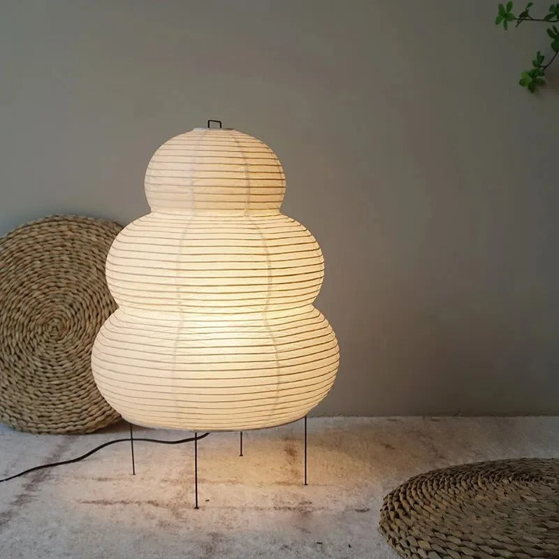 Lampada da terra Washi – Lampada da terra giapponese in carta di riso dal design sferico con luce calda e soffusa