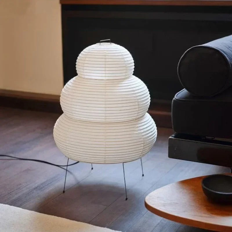 Lampada da terra Washi – Lampada da terra giapponese in carta di riso dal design sferico con luce calda e soffusa