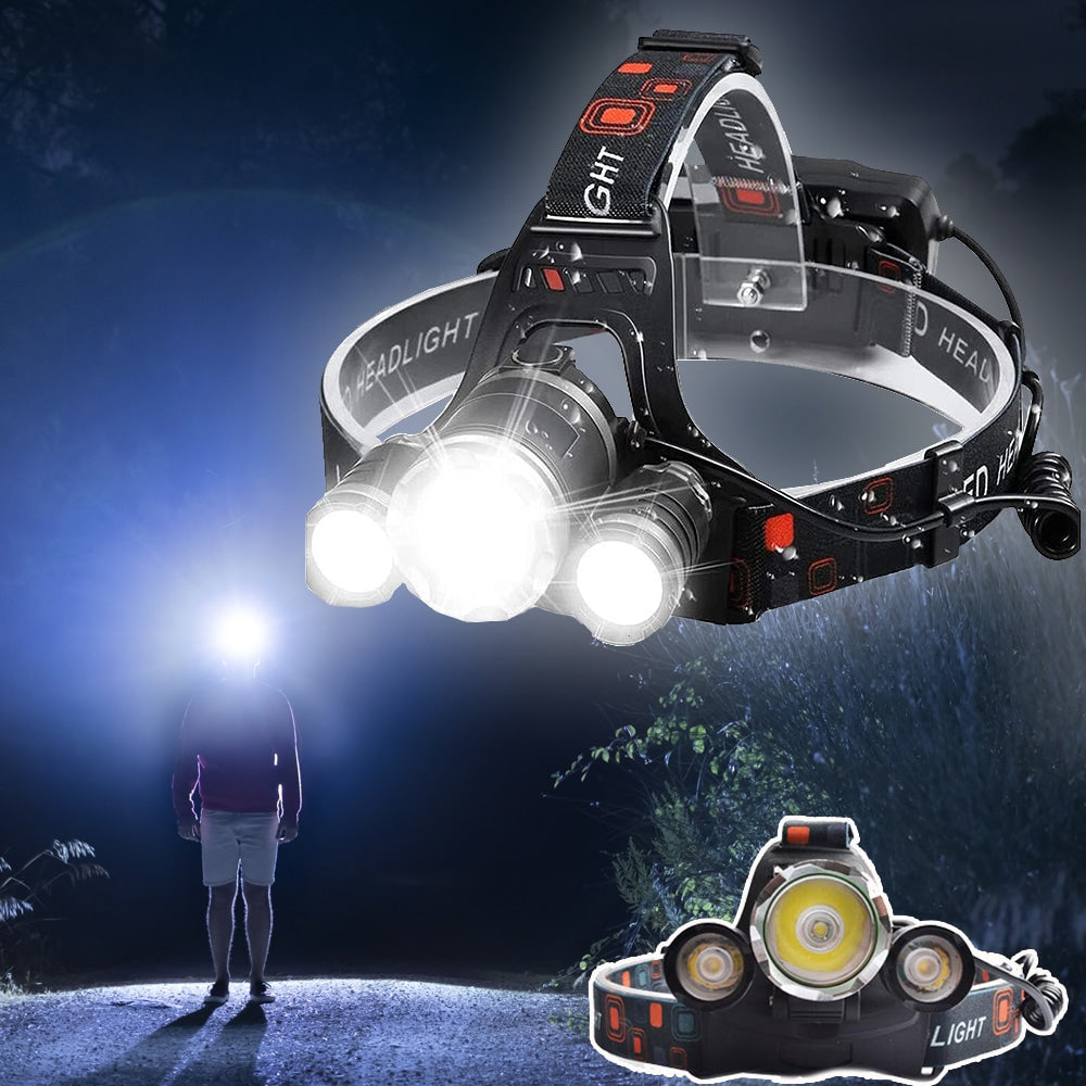 Lampada Frontale a LED Professionale (5000 Lumen) - Multifunzionale e Ricaricabile tramite USB