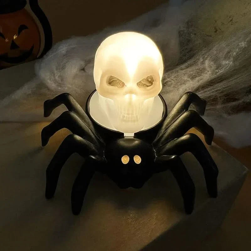 Lampada LED di Halloween con teschio e ragno – Decorazione spaventosa per la casa