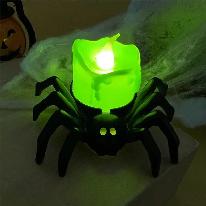 Lampada LED di Halloween con teschio e ragno – Decorazione spaventosa per la casa