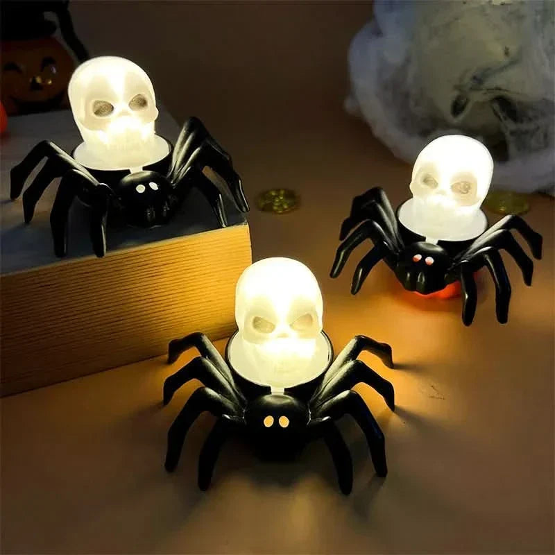 Lampada LED di Halloween con teschio e ragno – Decorazione spaventosa per la casa