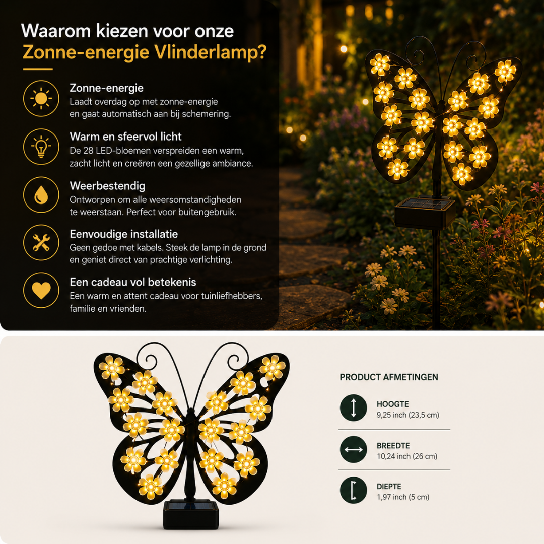 Lampada Solare a Farfalla per Giardino e Terrazzo