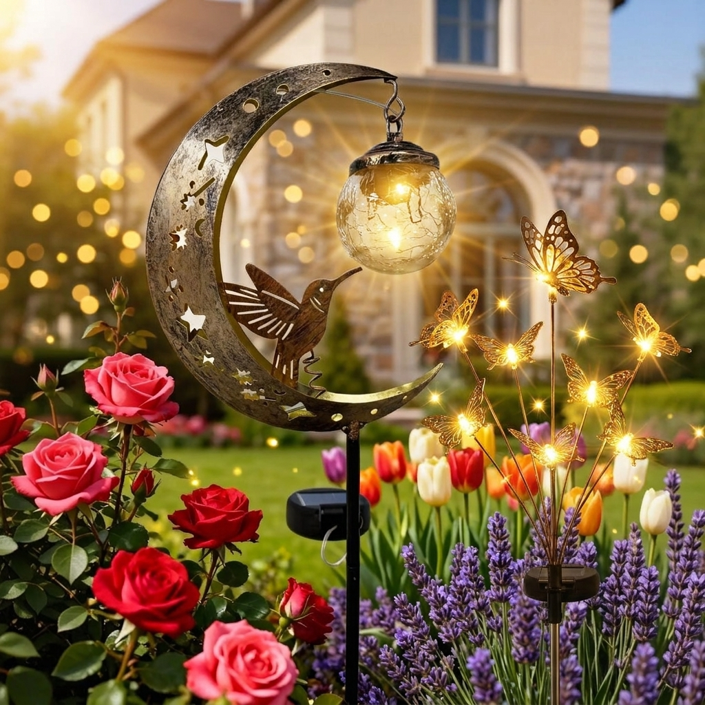 Lampada solare da giardino a LED a forma di farfalla