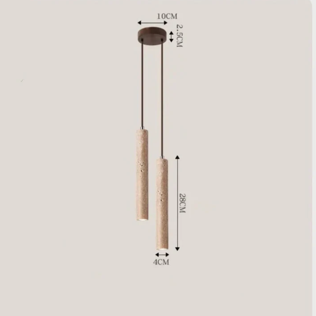 Lampadario LED minimalista in travertino stile Wabi-Sabi