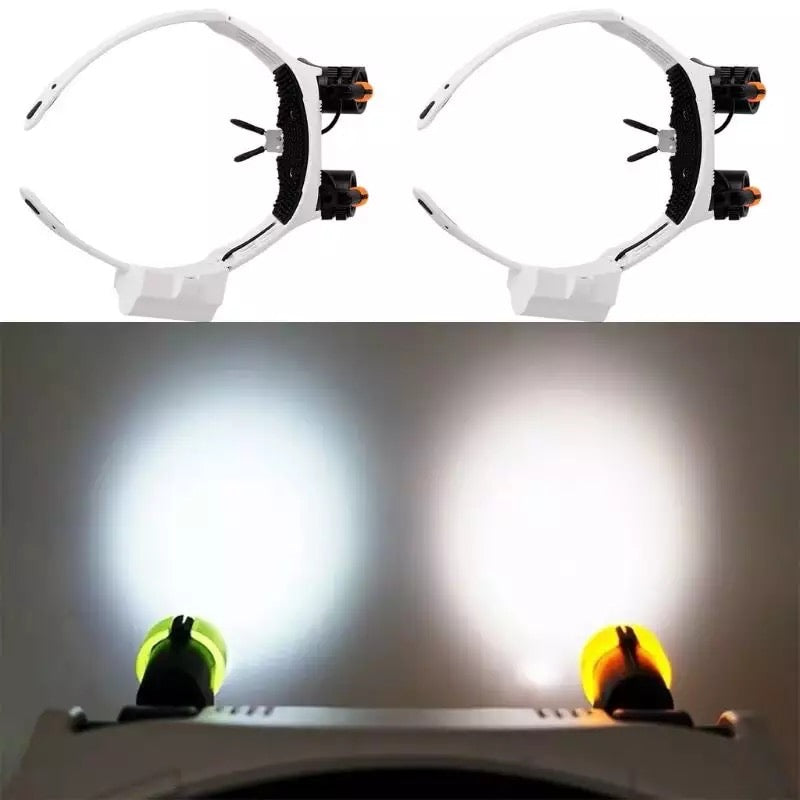 Lente d'ingrandimento da testa per gioielliere con occhiali, luce LED e 8 lenti