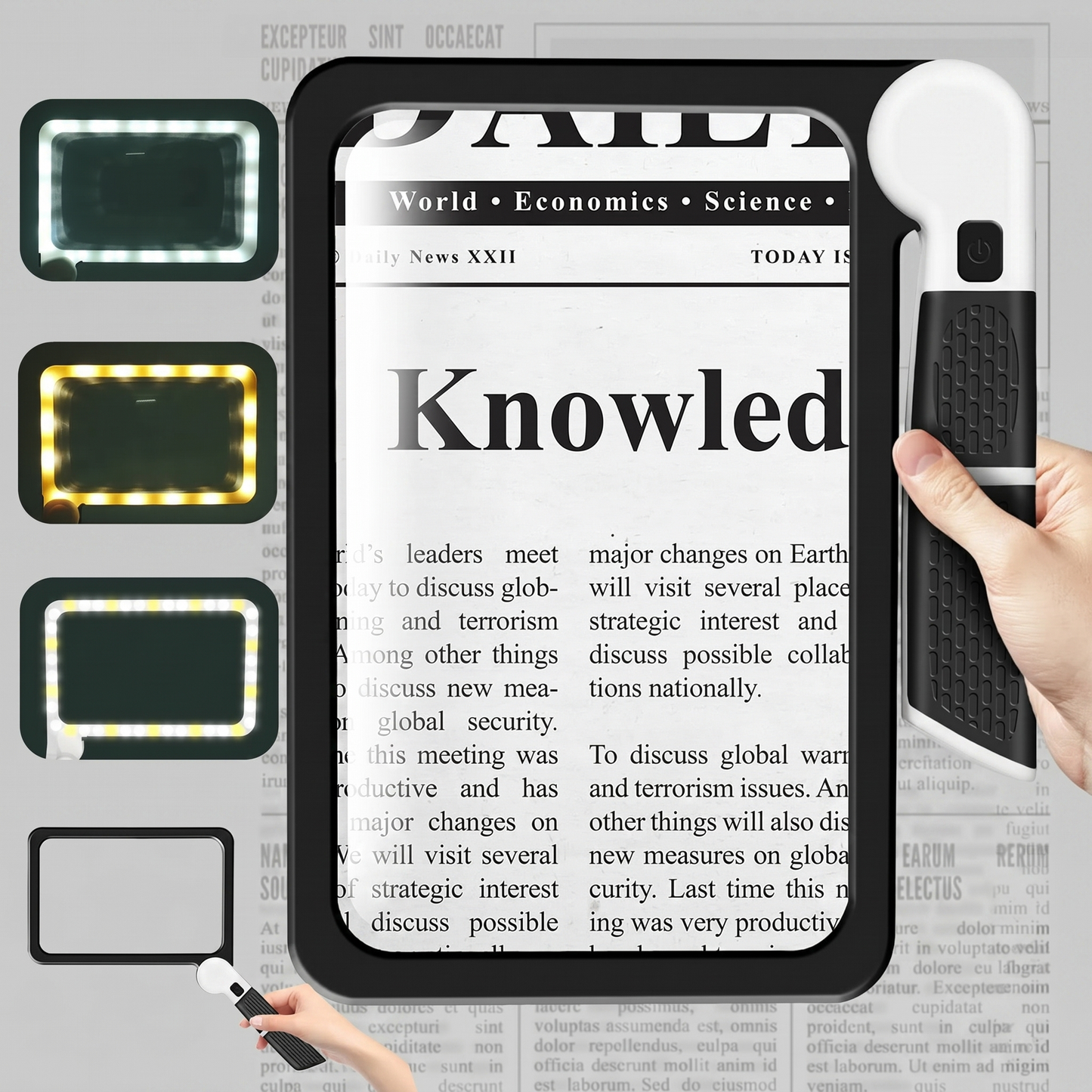 Lente d'ingrandimento manuale a LED | Ingrandimento 5x per una lettura più facile