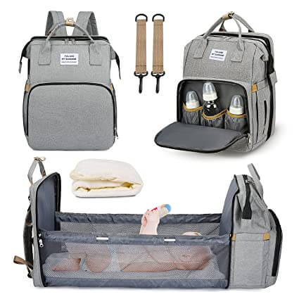 Lettino Portatile per Neonato e Borsa Cambio – Zaino da Viaggio Multifunzionale