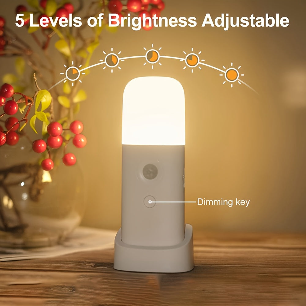 Luce Notturna a LED con Sensore di Movimento – Ricaricabile USB e con Luminosità Regolabile per Camere da Letto e Corridoi