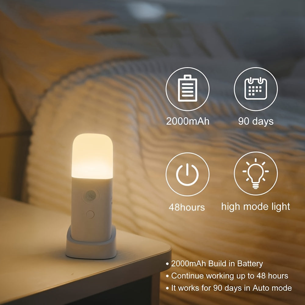 Luce Notturna a LED con Sensore di Movimento – Ricaricabile USB e con Luminosità Regolabile per Camere da Letto e Corridoi