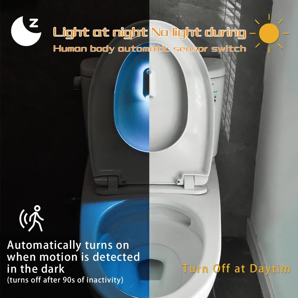 Luce notturna da WC con sensore di movimento, colori RGB, ricaricabile, impermeabile IPX3
