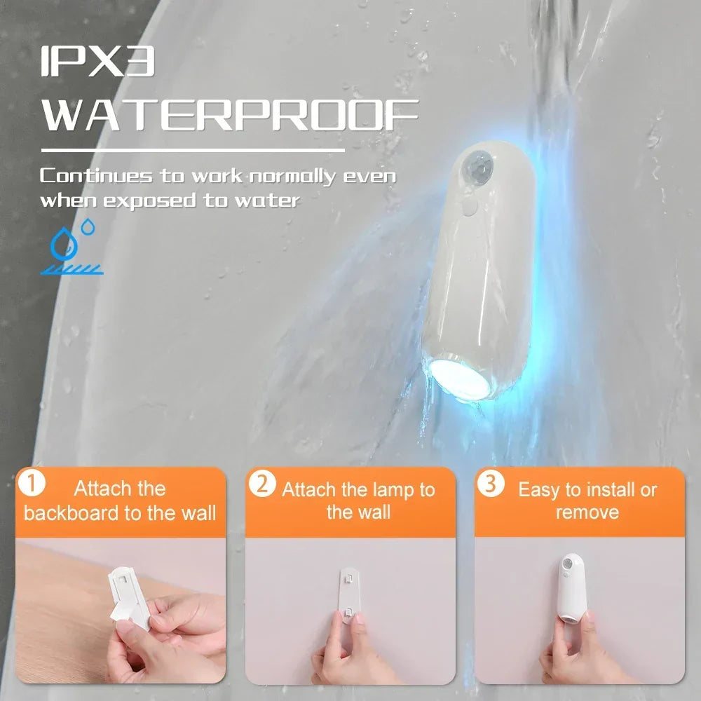Luce notturna da WC con sensore di movimento, colori RGB, ricaricabile, impermeabile IPX3