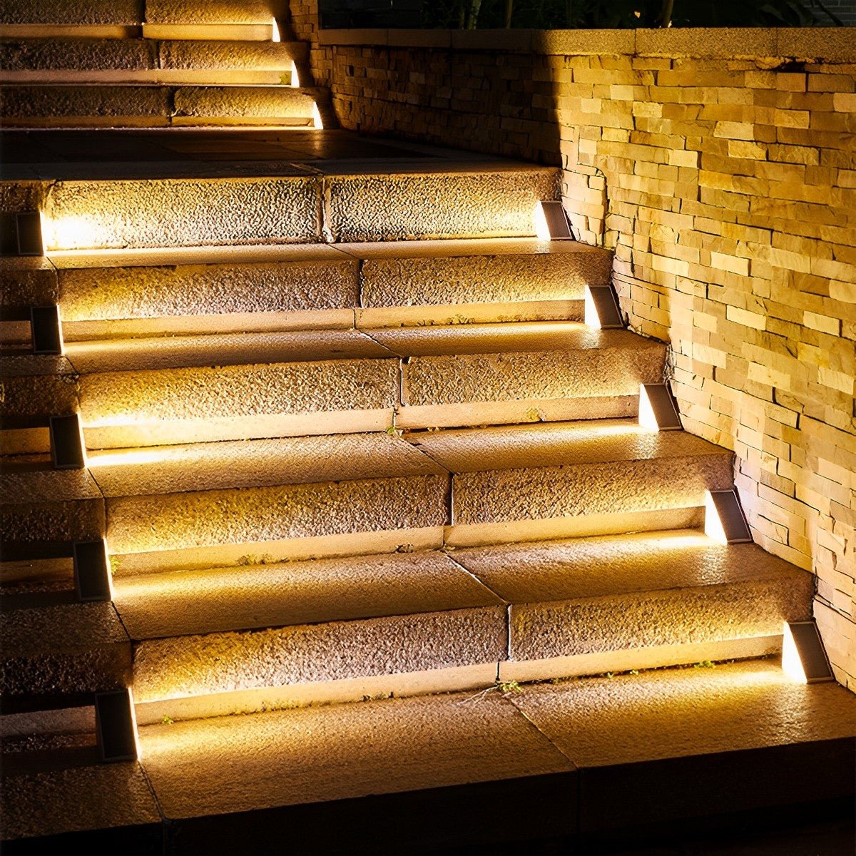 Luce solare da esterno per scale con sensore di movimento, ABS, IP65, luce bianca calda 3000K
