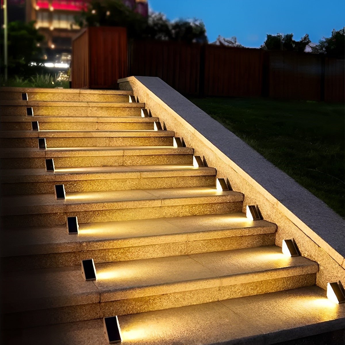 Luce solare da esterno per scale con sensore di movimento, ABS, IP65, luce bianca calda 3000K