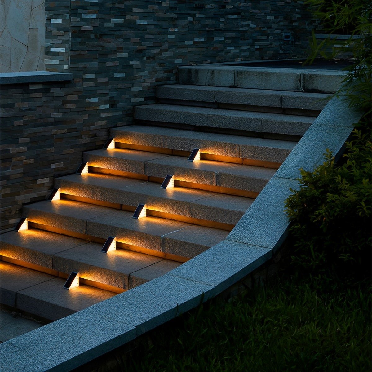 Luce solare da esterno per scale con sensore di movimento, ABS, IP65, luce bianca calda 3000K