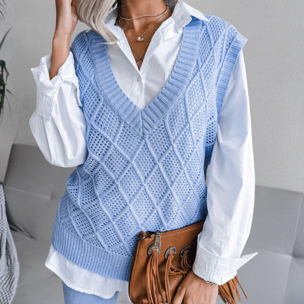 Lussuoso pullover da donna in maglia di lana con lavorazione moderna