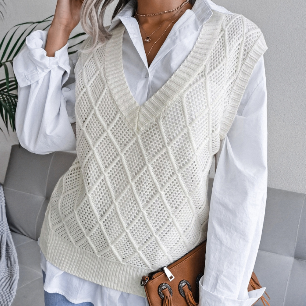 Lussuoso pullover da donna in maglia di lana con lavorazione moderna