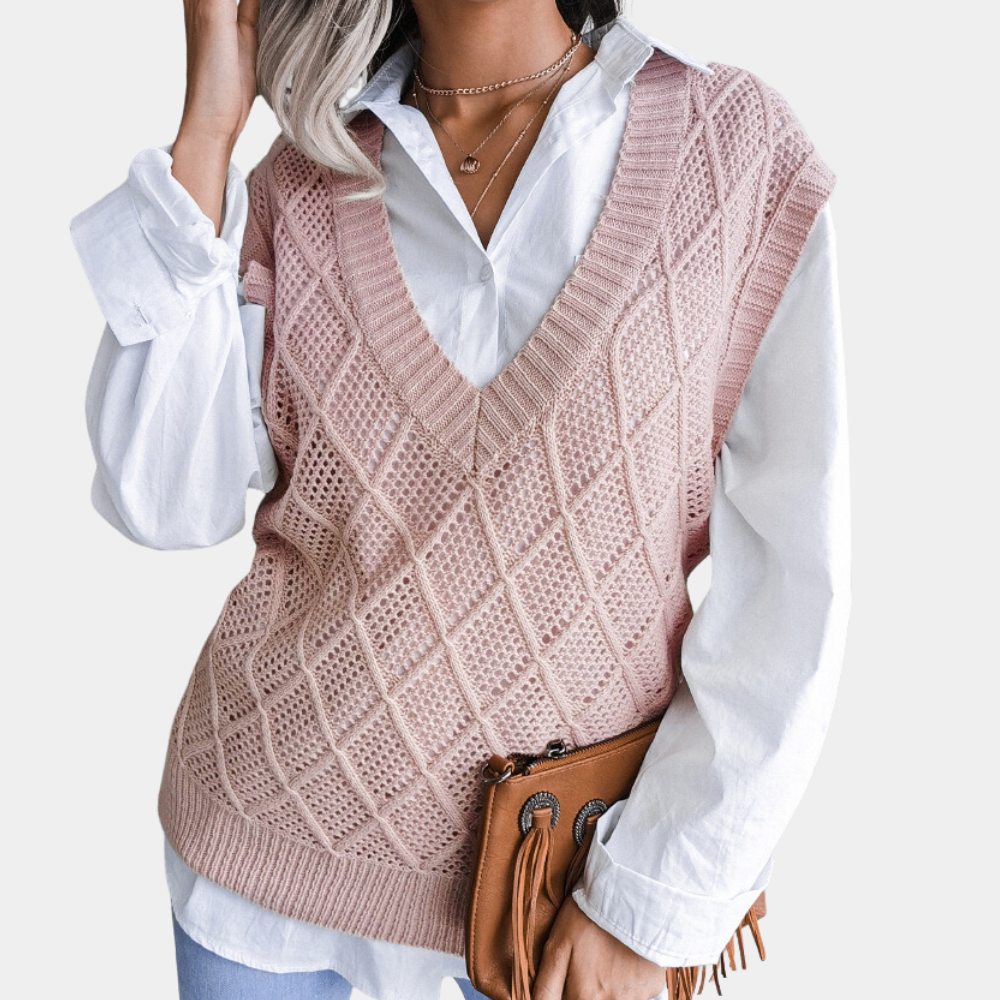 Lussuoso pullover da donna in maglia di lana con lavorazione moderna