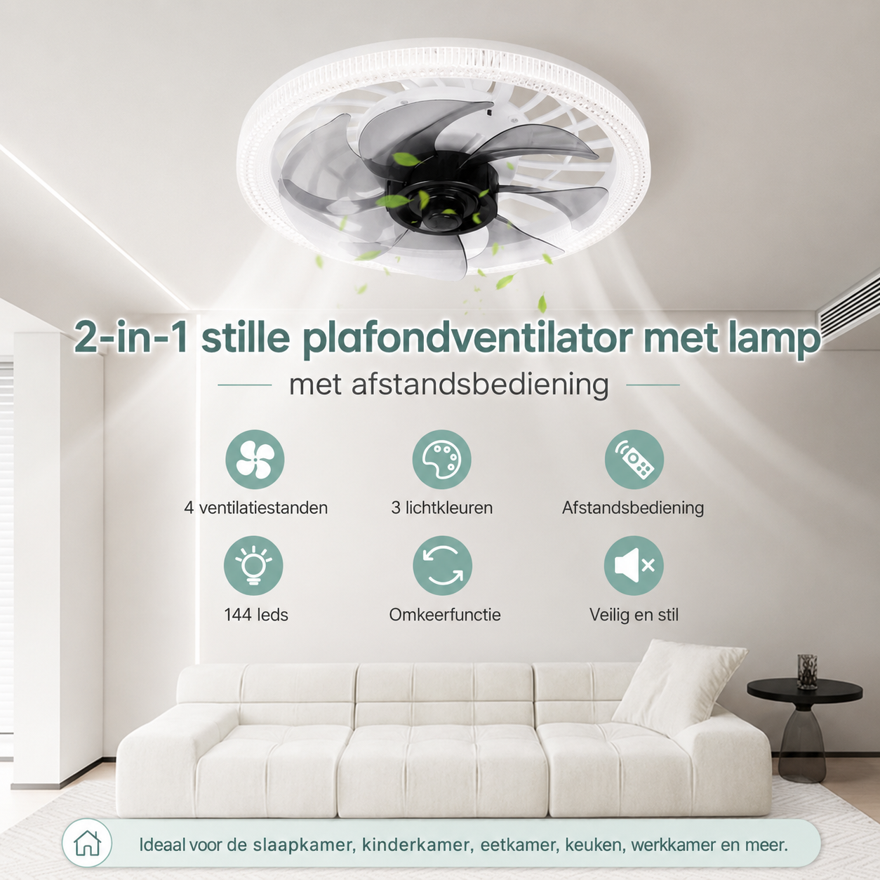 Lussuoso ventilatore da soffitto con luce