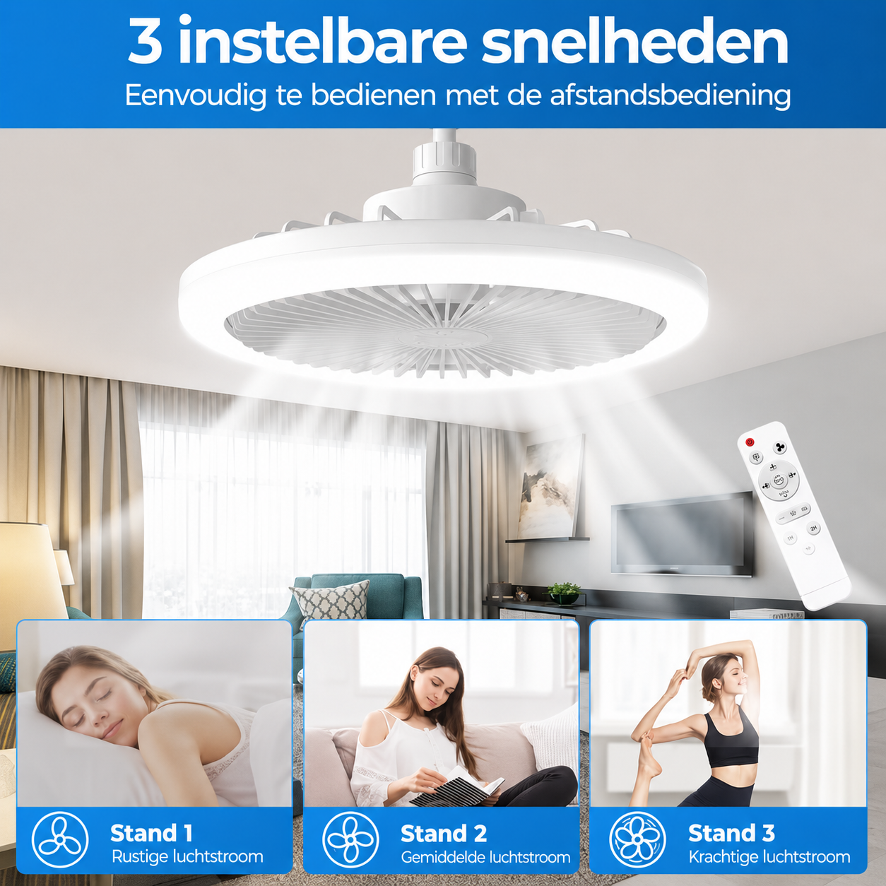 Lussuoso ventilatore da soffitto con luce
