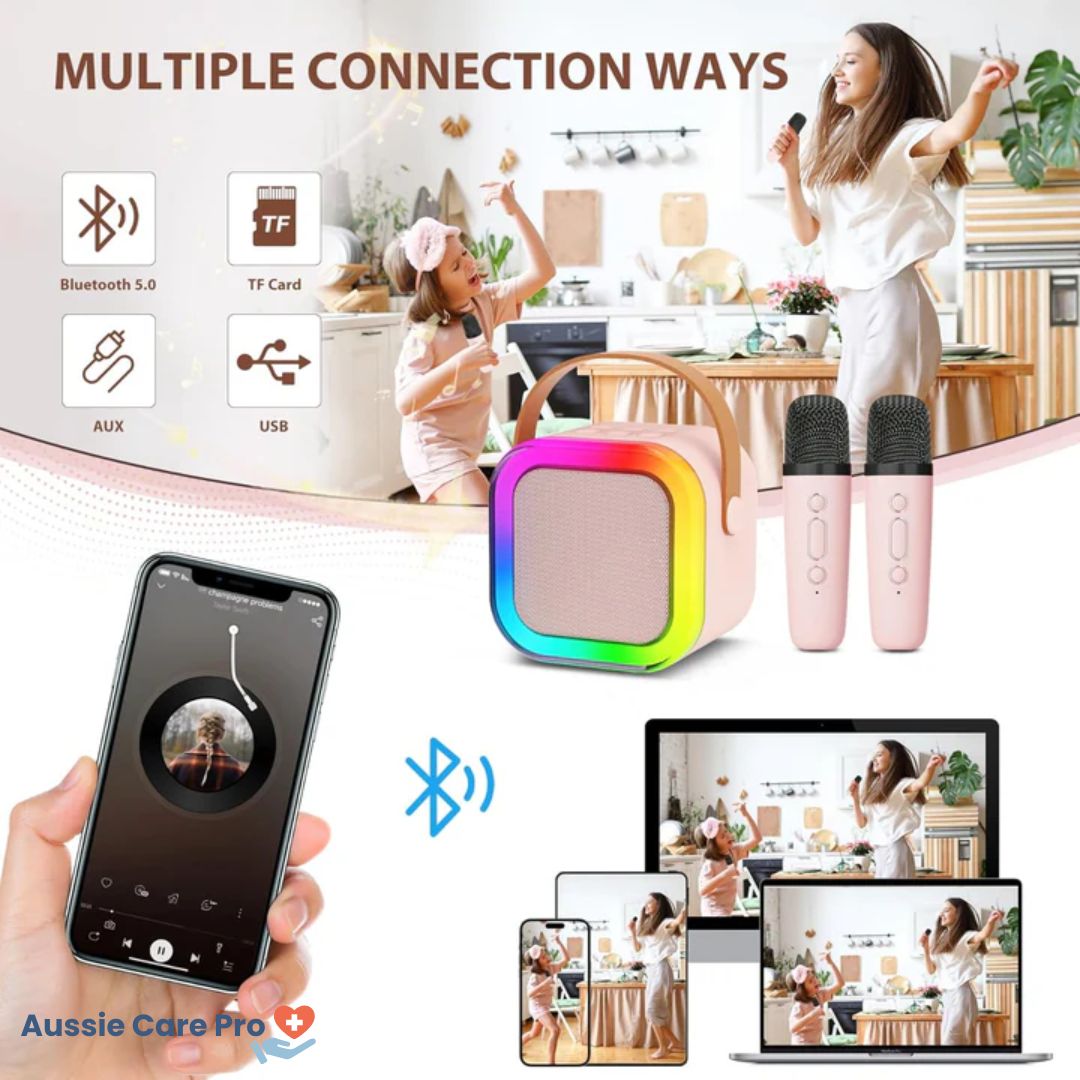 Macchina per karaoke per bambini – Bluetooth con microfoni wireless ed effetti luminosi