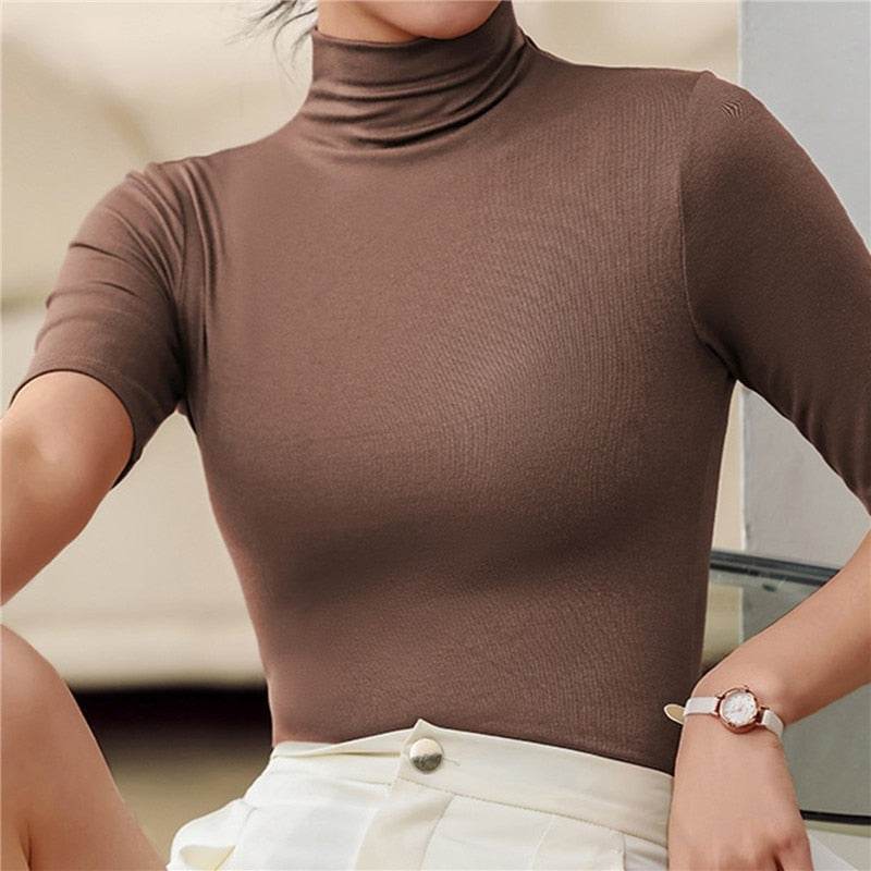Maglia a collo alto da donna ultra sottile e senza cuciture - Elegante e comoda