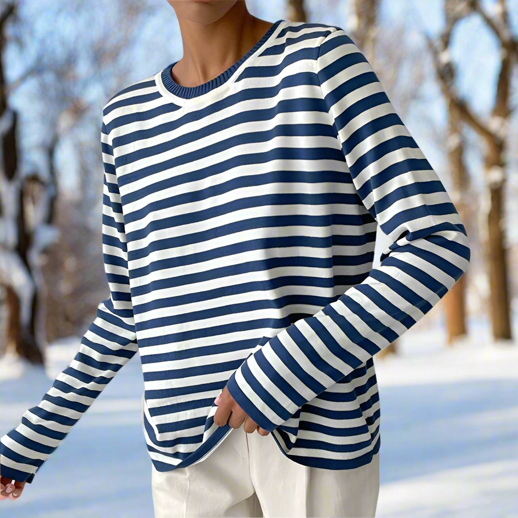 Maglia a maniche lunghe a righe da donna