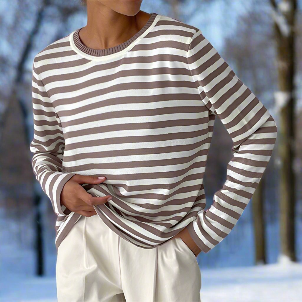 Maglia a maniche lunghe a righe da donna