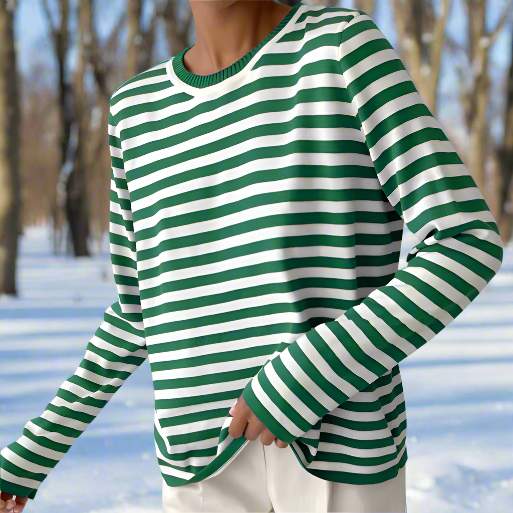Maglia a maniche lunghe a righe da donna