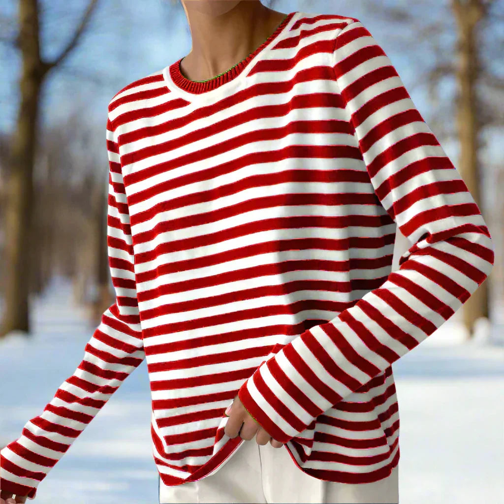 Maglia a maniche lunghe a righe da donna