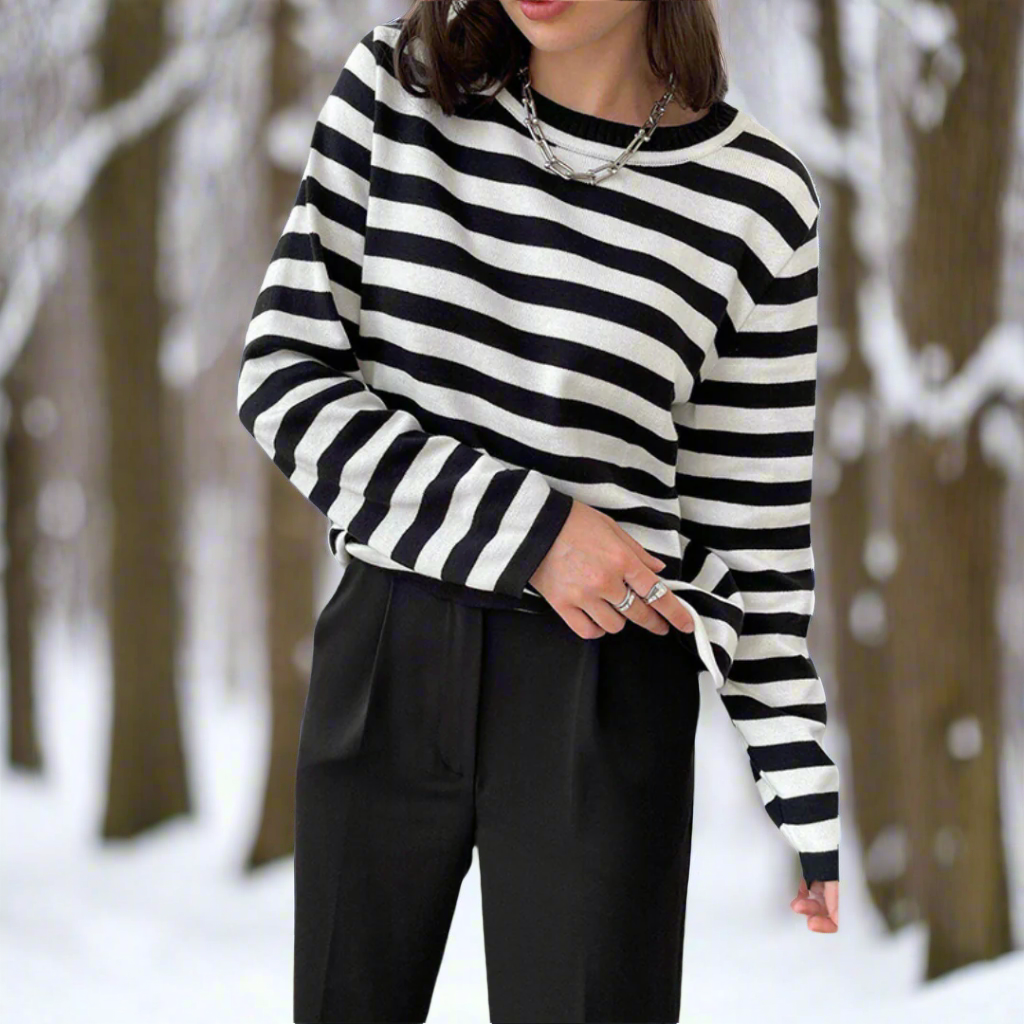 Maglia a maniche lunghe a righe da donna