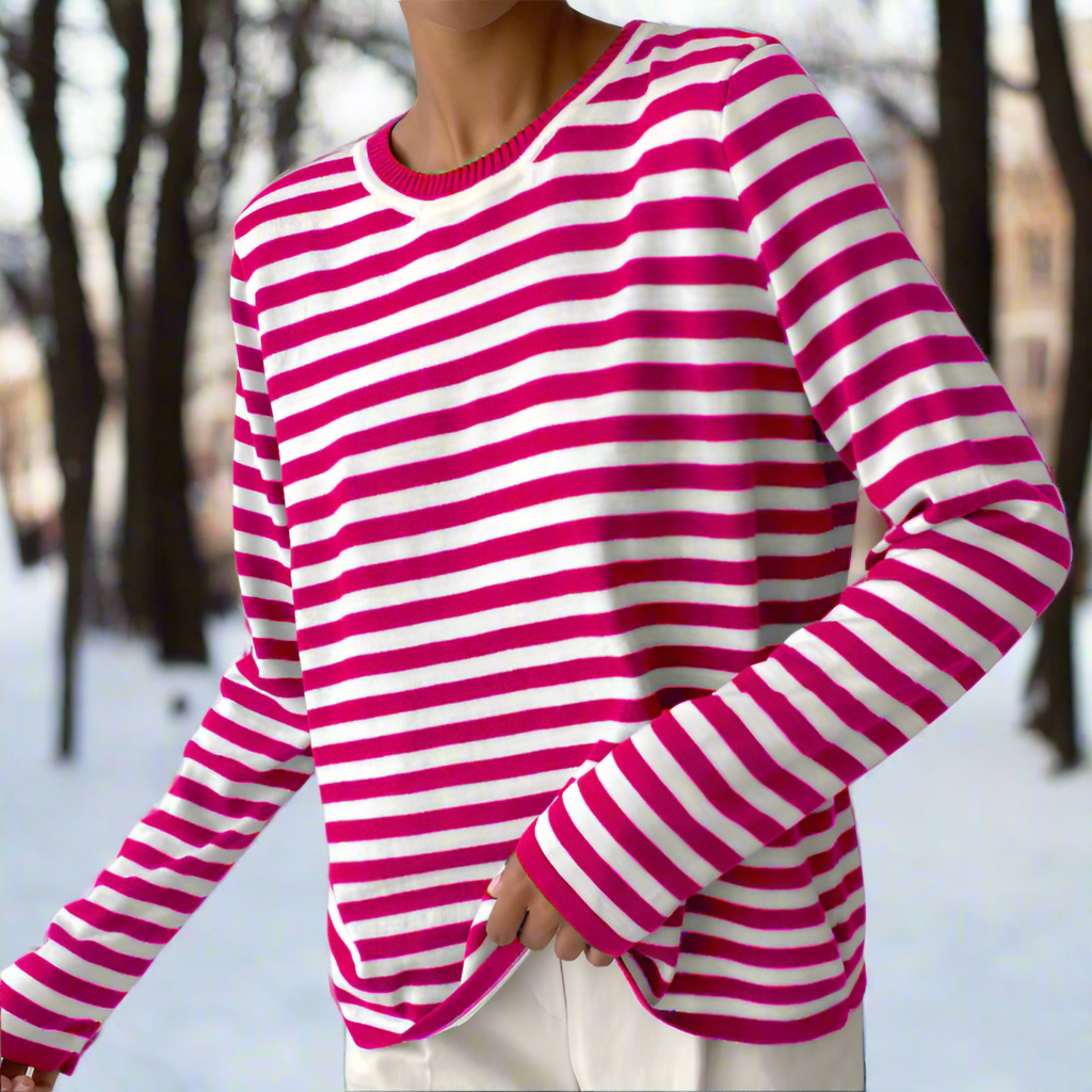 Maglia a maniche lunghe a righe da donna