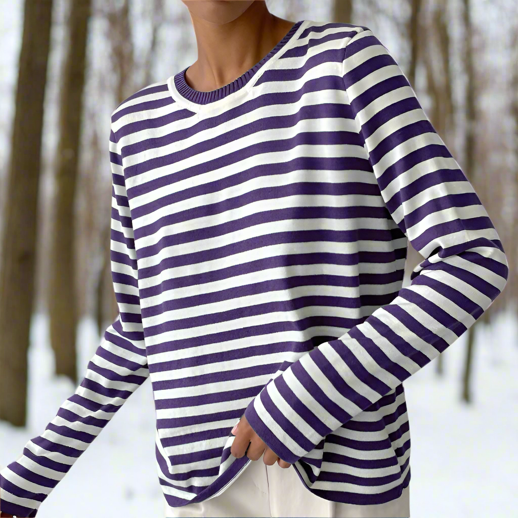 Maglia a maniche lunghe a righe da donna
