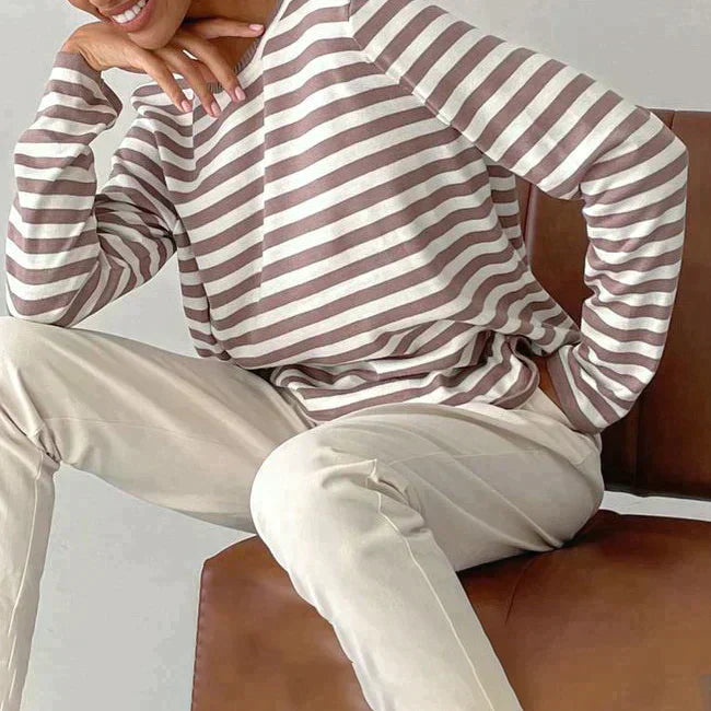 Maglia a maniche lunghe a righe da donna