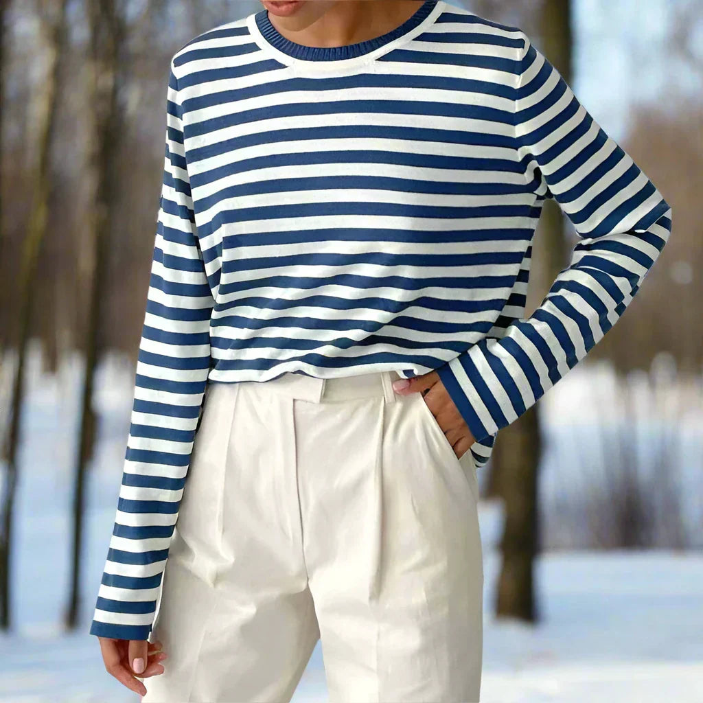Maglia a maniche lunghe a righe da donna