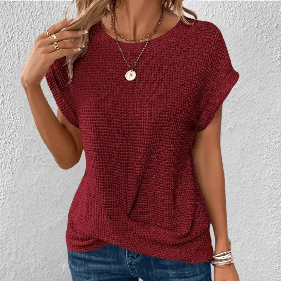 Maglia da Donna Lavorata a Nido d'Ape con Nodo Frontale
