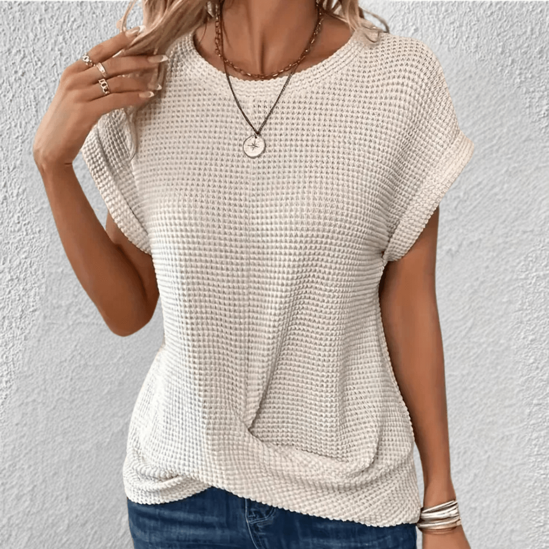 Maglia da Donna Lavorata a Nido d'Ape con Nodo Frontale