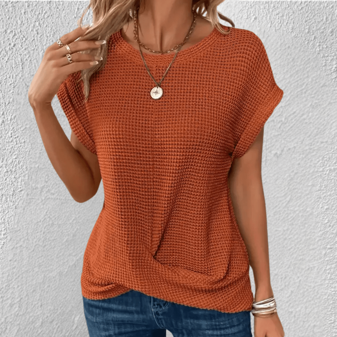 Maglia da Donna Lavorata a Nido d'Ape con Nodo Frontale