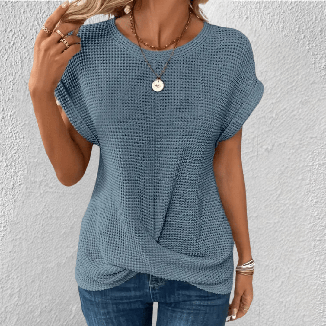 Maglia da Donna Lavorata a Nido d'Ape con Nodo Frontale