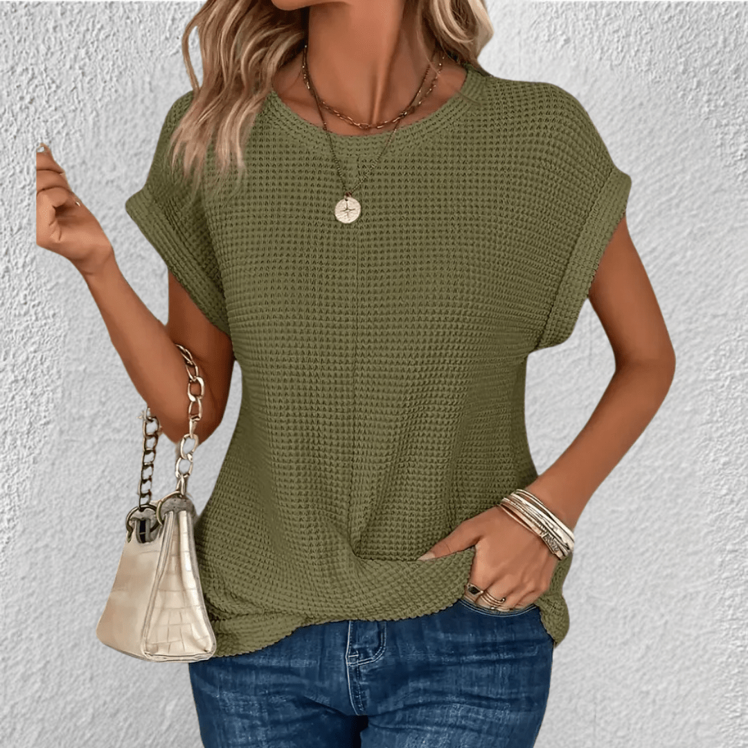 Maglia da Donna Lavorata a Nido d'Ape con Nodo Frontale