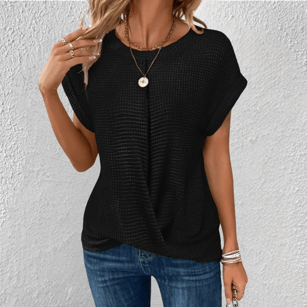 Maglia da Donna Lavorata a Nido d'Ape con Nodo Frontale