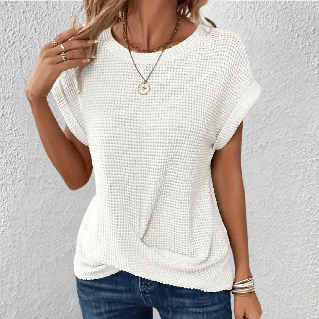 Maglia da Donna Lavorata a Nido d'Ape con Nodo Frontale