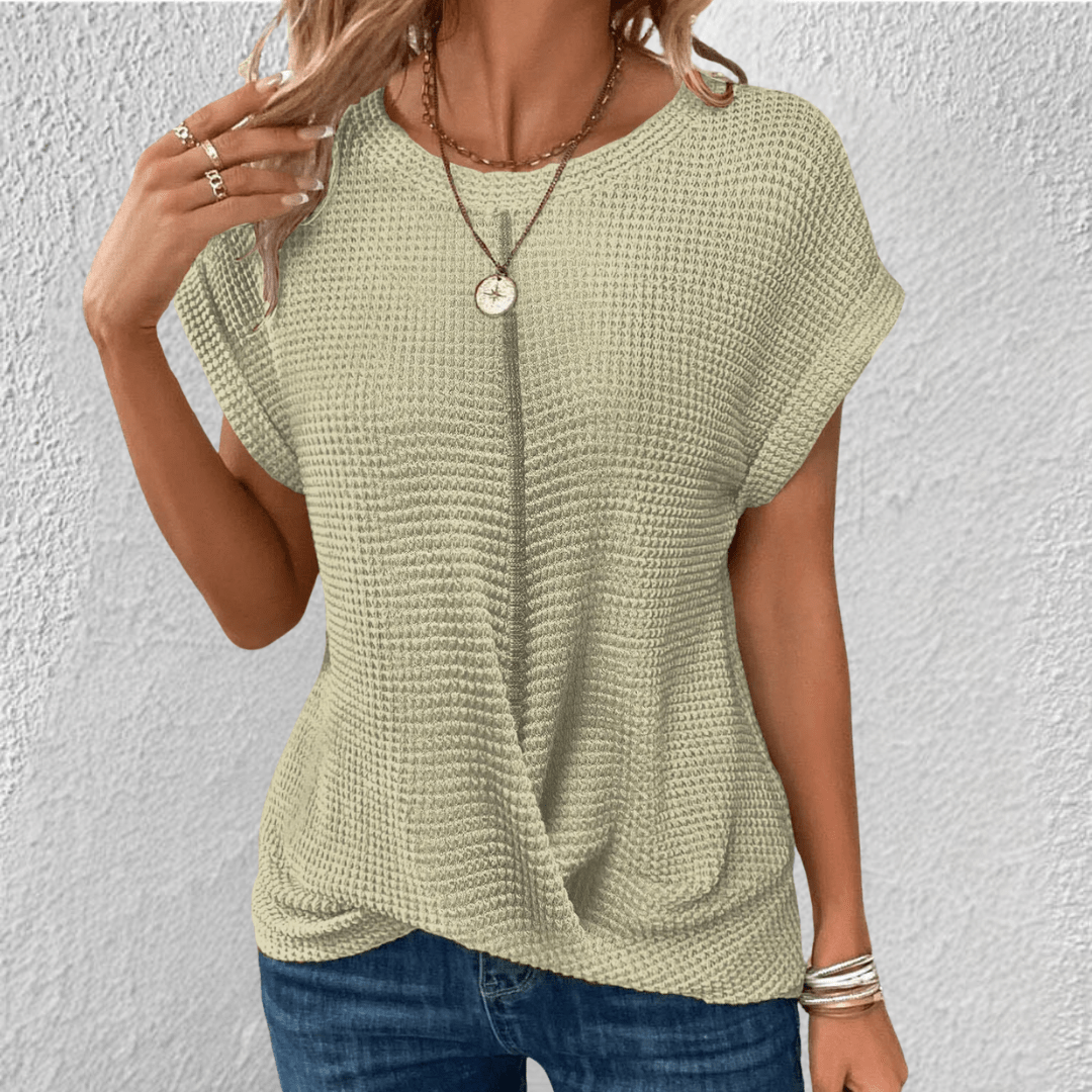 Maglia da Donna Lavorata a Nido d'Ape con Nodo Frontale